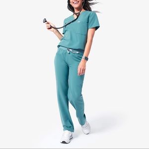 2 BNWOT Figs sets seasonal color HYDROGREEN scrubs